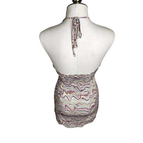 Pull & Bear Marble Print Halter Mini Dress Backless Womens Size Small Multicolor - Picture 5 of 12